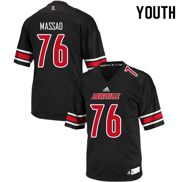 Youth Louisville Cardinals #76 Luke Massad College Football Jerseys Sale-Black